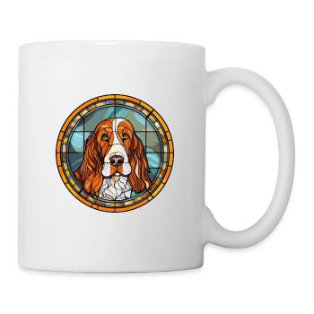 Basset Fauve de Bretagne Hunderasse Buntglas C - Tasse - Weiß - Rechts