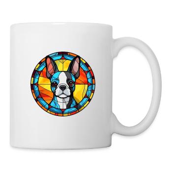 Boston Terrier chien race vitrail coloré Wa - Mug blanc - blanc - Droite
