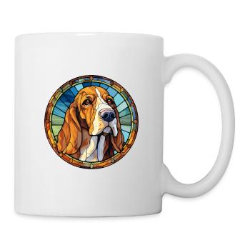 Bruno Jura Jagdhund Hunderasse Buntglas Bunt - Tasse - Weiß - Rechts