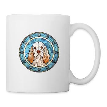 Clumber Spaniel Dog Breed Stained Glass Colorful W - Mug - white - Right