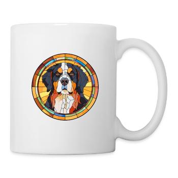 Bernese Mountain Dog Breed Stained Glass Colorful - Mug - white - Right