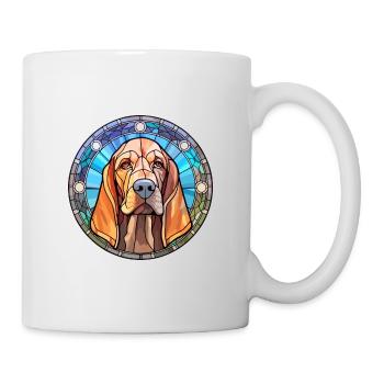 Bloodhound chien race vitrail coloré Waterc - Mug blanc - blanc - Droite