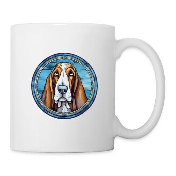 Bleu Gascogne Basset chien race vitrail Colorf - Mug blanc - blanc - Droite