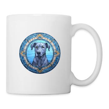 Bleu dentelle chien race vitrail coloré Waterco - Mug blanc - blanc - Droite