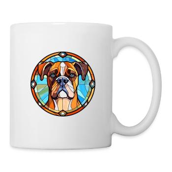 Boxer Hund Rasse Buntes Glas Buntes Aquarell - Tasse - Weiß - Rechts