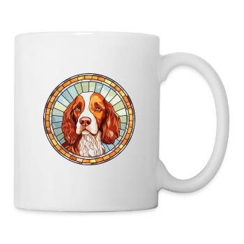 Brittany Dog Breed Stained Glass Colorful Watercol - Mug - white - Right