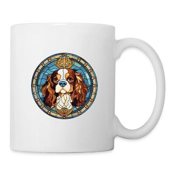Cavalier Dog Breed Stained Glass Colorful Watercol - Mug - white - Right