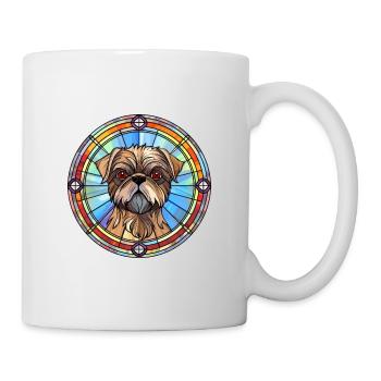 Griffon de Bruxelles chien race vitrail coloré - Mug blanc - blanc - Droite