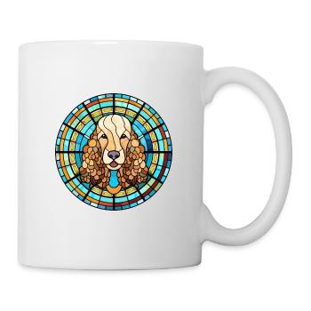 Cordon caniche chien race vitrail coloré Wat - Mug blanc - blanc - Droite