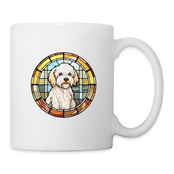 Coton De Tuléar chien race vitrail coloré W - Mug blanc - blanc - Droite