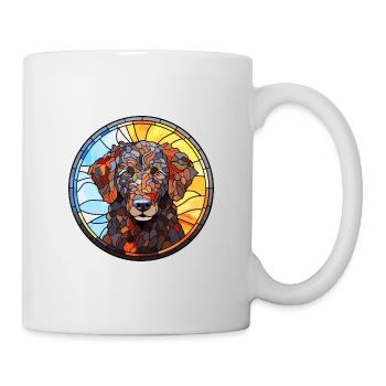 Curly Coated Retriever Dog Breed Stained Glass Col - Mug - white - Right