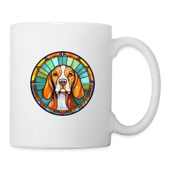 Deutsche Bracke Hunderasse Buntglas Bunt W - Tasse - Weiß - Rechts