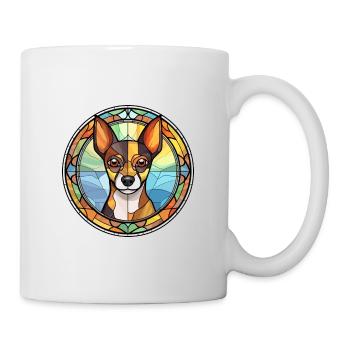 Decker Rat Terrier chien race vitrail Colorfu - Mug blanc - blanc - Droite