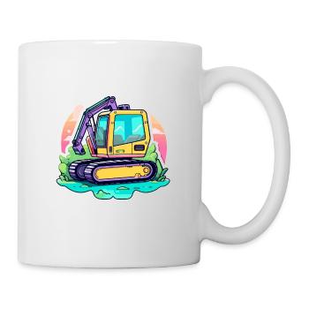 Bagger Baustelle Zeichnung - Tasse - Weiß - Rechts