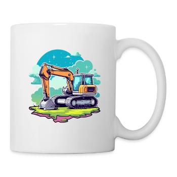 Bagger Baustelle Zeichnung - Tasse - Weiß - Rechts