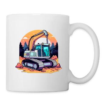 Bagger Baustelle Zeichnung - Tasse - Weiß - Rechts