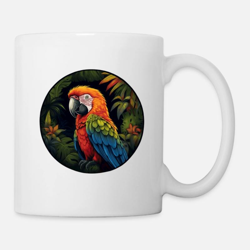 Perroquet coloré dans la jungle - Mug blanc - blanc