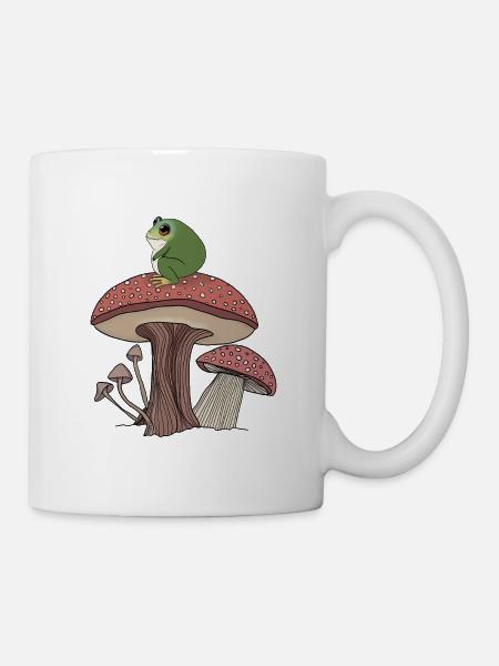 Chunky Frog on a Mushroom - Mug - white