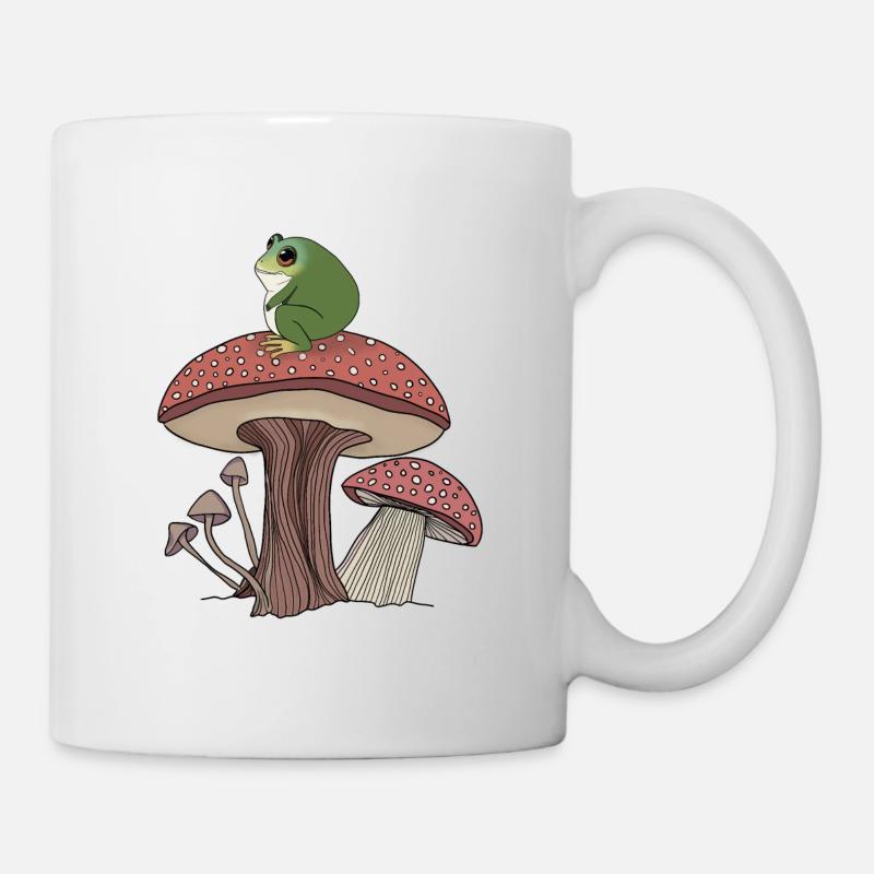 Chunky Frog on a Mushroom - Mug - white