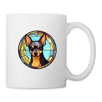Englisch Toy Terrier Hunderasse Buntglas Farbe - Tasse - Weiß - Rechts