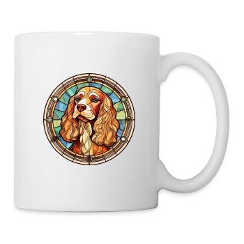 Cocker anglais Spaniel chien race vitrail Col - Mug blanc - blanc - Droite