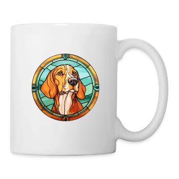Finnish Hound Dog Breed Stained Glass Colorful Wat - Mug - white - Right