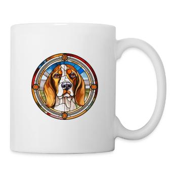 Français Tricolore chien chien race vitrail Colo - Mug blanc - blanc - Droite