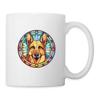 German Shepherd Dog Breed Stained Glass Colorful W - Mug - white - Right