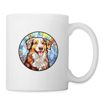 English Shepherd Dog Breed Stained Glass Colorful - Mug - white - Right