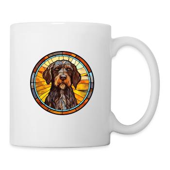 Deutsches Drahthaar Vorstehhund Rasse Buntglas - Tasse - Weiß - Rechts