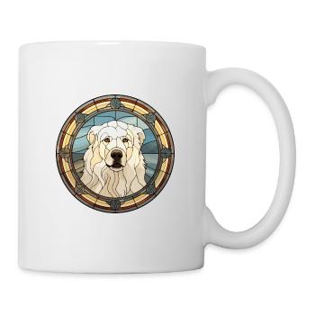 Great Pyrenees Dog Breed Stained Glass Colorful Wa - Mug - white - Right