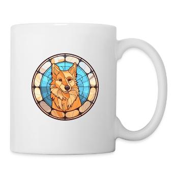 Finnischer Spitz Hunderasse Buntes Glas Wat - Tasse - Weiß - Rechts