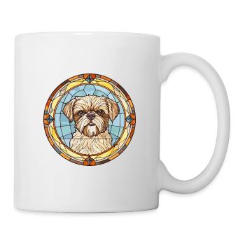 Griffon Bruxellois chien race vitrail Colorfu - Mug blanc - blanc - Droite