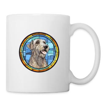 Irish Wolfhound chien race vitrail coloré W - Mug blanc - blanc - Droite