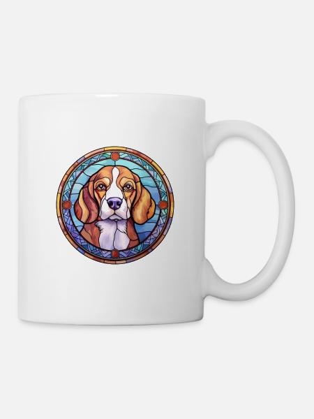 Kerry Beagle Dog Breed Stained Glass Colorful Wate - Mug - white