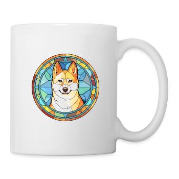 Korean Jindo Dog Breed Stained Glass Colorful Wate - Mug - white - Right
