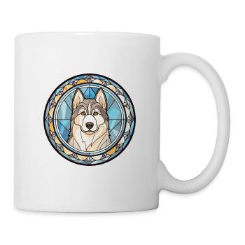 Husky-Hunderasse Buntes Aquarell - Tasse - Weiß - Rechts
