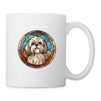 Lhasa Apso Hunderasse Buntes Glas Buntes Wasser - Tasse - Weiß - Rechts