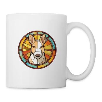 Miniatur Bullterrier Hunderasse Buntglas Col - Tasse - Weiß - Rechts