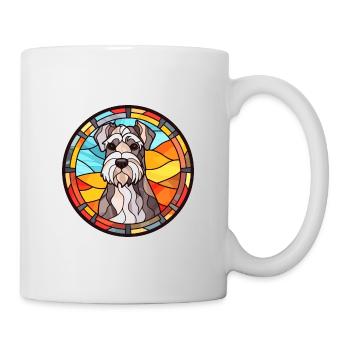 Miniaturschnauzer Hunderasse Buntglas Colorf - Tasse - Weiß - Rechts