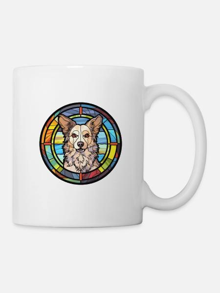 Mudi chien race vitrail aquarelle colorée - Mug blanc - blanc