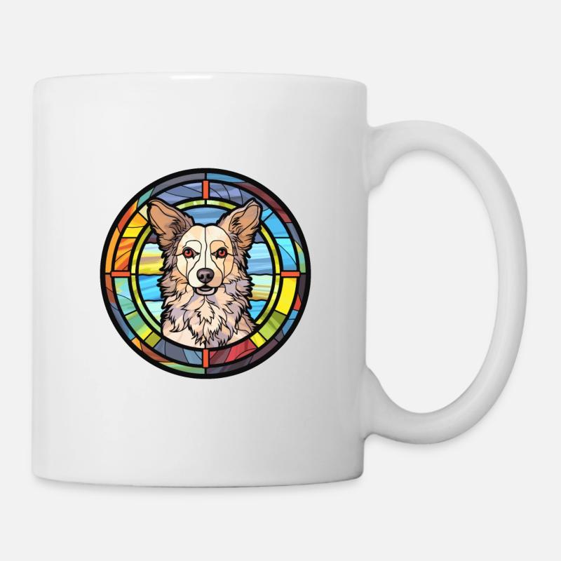 Mudi chien race vitrail aquarelle colorée - Mug blanc - blanc