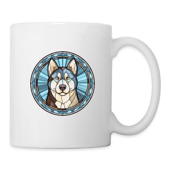 Labrador Husky chien race vitrail coloré Wa - Mug blanc - blanc - Droite