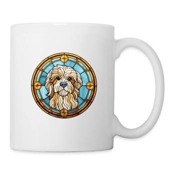 Lowchen Kleiner Löwe Hund Rasse Buntglas Farbe - Tasse - Weiß - Rechts