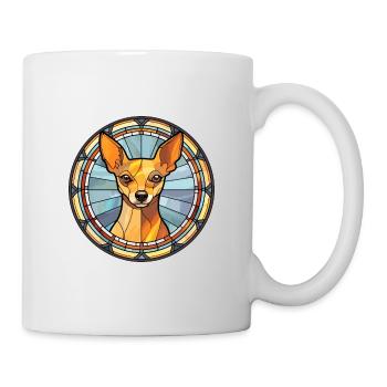 Miniatur Pinscher Hunderasse Buntglas Colorfu - Tasse - Weiß - Rechts