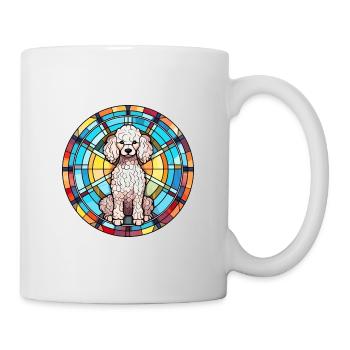 Miniatur Pudel Hunderasse Buntglas bunt - Tasse - Weiß - Rechts
