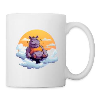 Funny hippopotamus floating on a cloud - Mug - white - Right