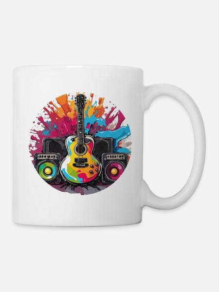 Rock n roll / Guitare / Musique / Instrument - Mug blanc - blanc