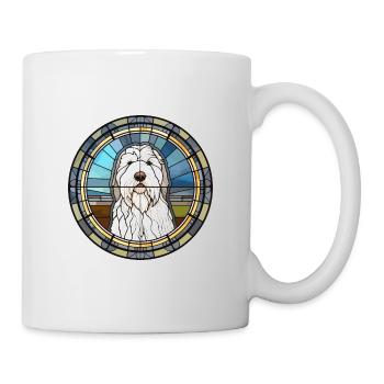 Vieux chien de berger anglais chien race vitrail couleur - Mug blanc - blanc - Droite