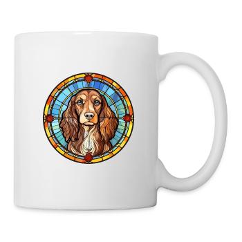 Pont Audemer épagneul chien race vitrail couleur - Mug blanc - blanc - Droite